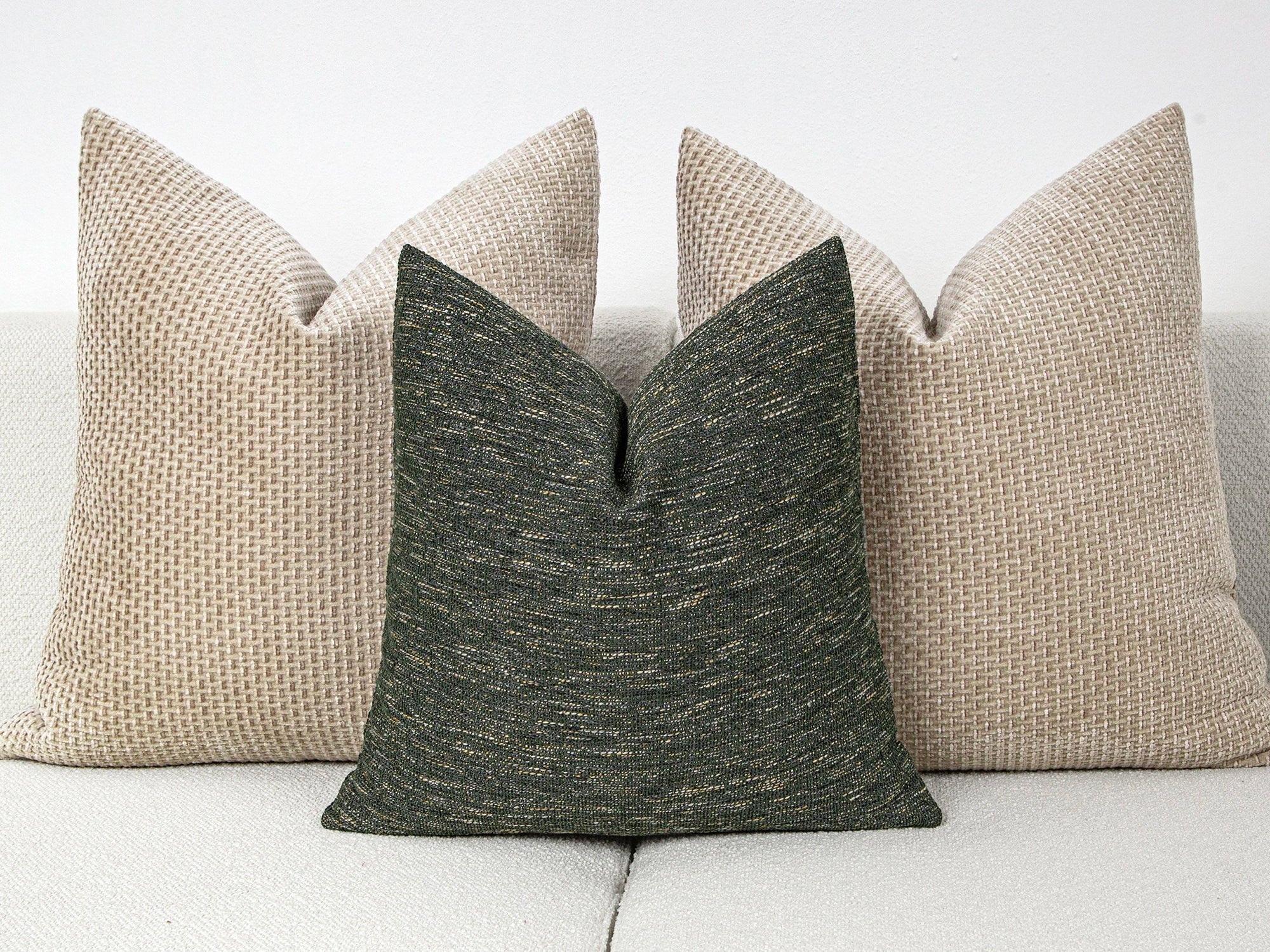 Boho Woven Green Linen Pillow Cover