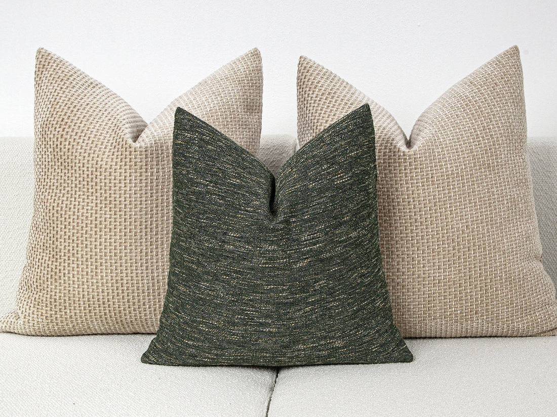 Boho Woven Green Linen Pillow Cover