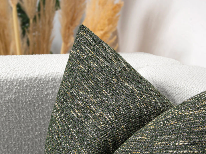Boho Woven Green Linen Pillow Cover
