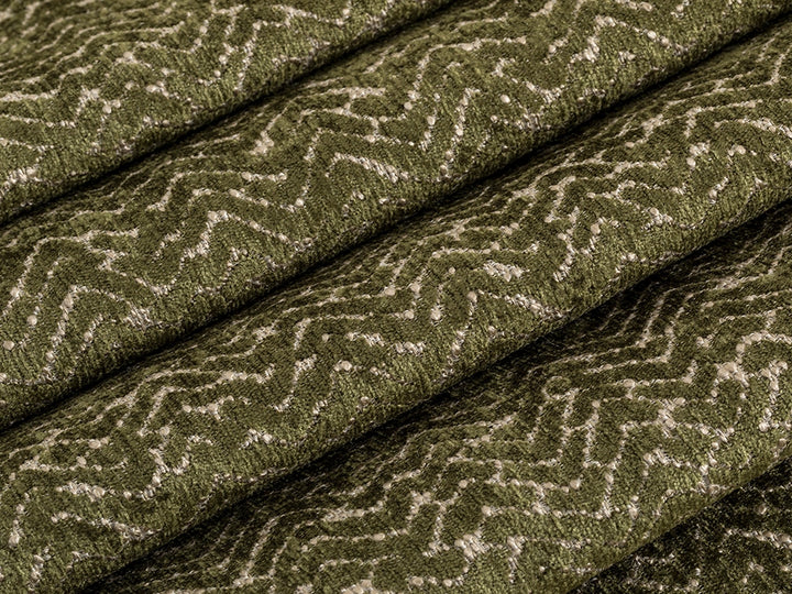 Green Chevron Upholstery Fabric - Textured & Durable