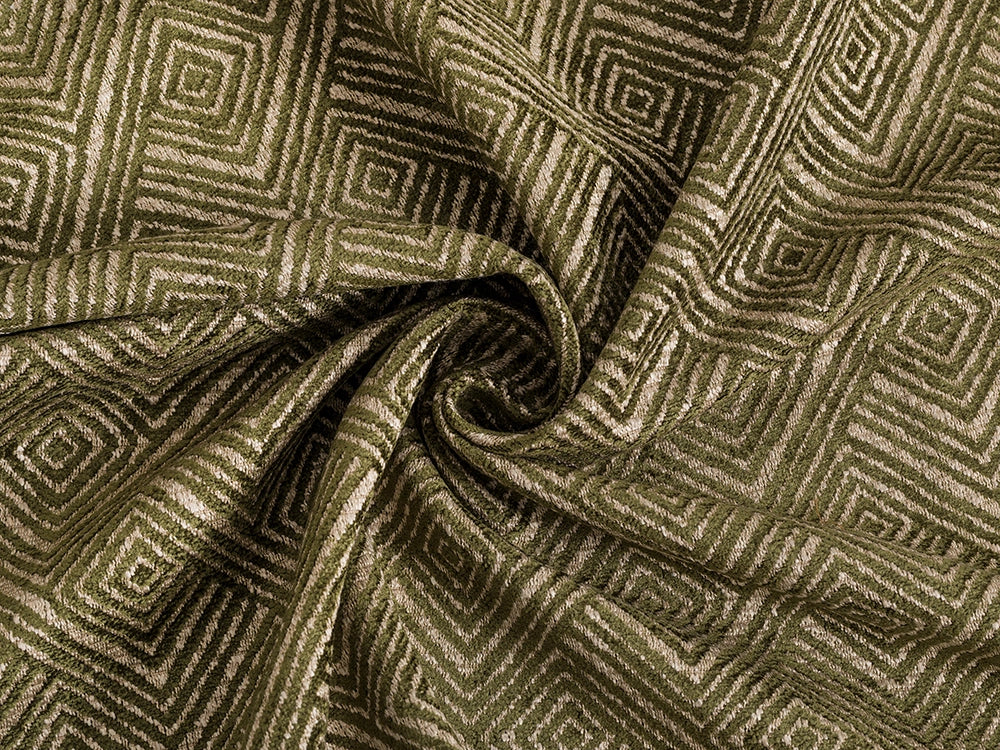 Green Geometric Upholstery Fabric – Textured & Soft