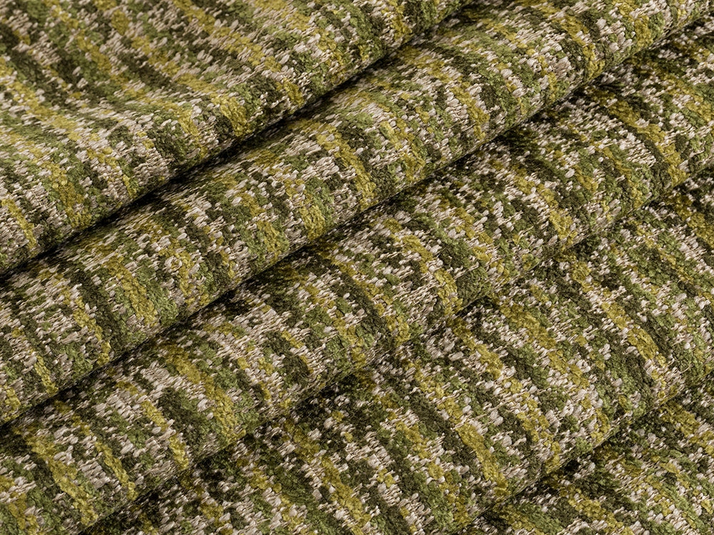 Green Textured Upholstery Fabric - Woven & Striped