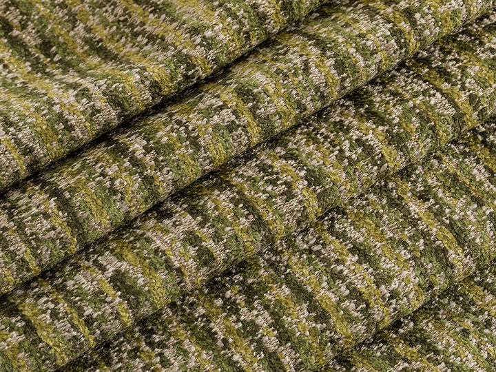 Green Textured Upholstery Fabric - Woven & Striped