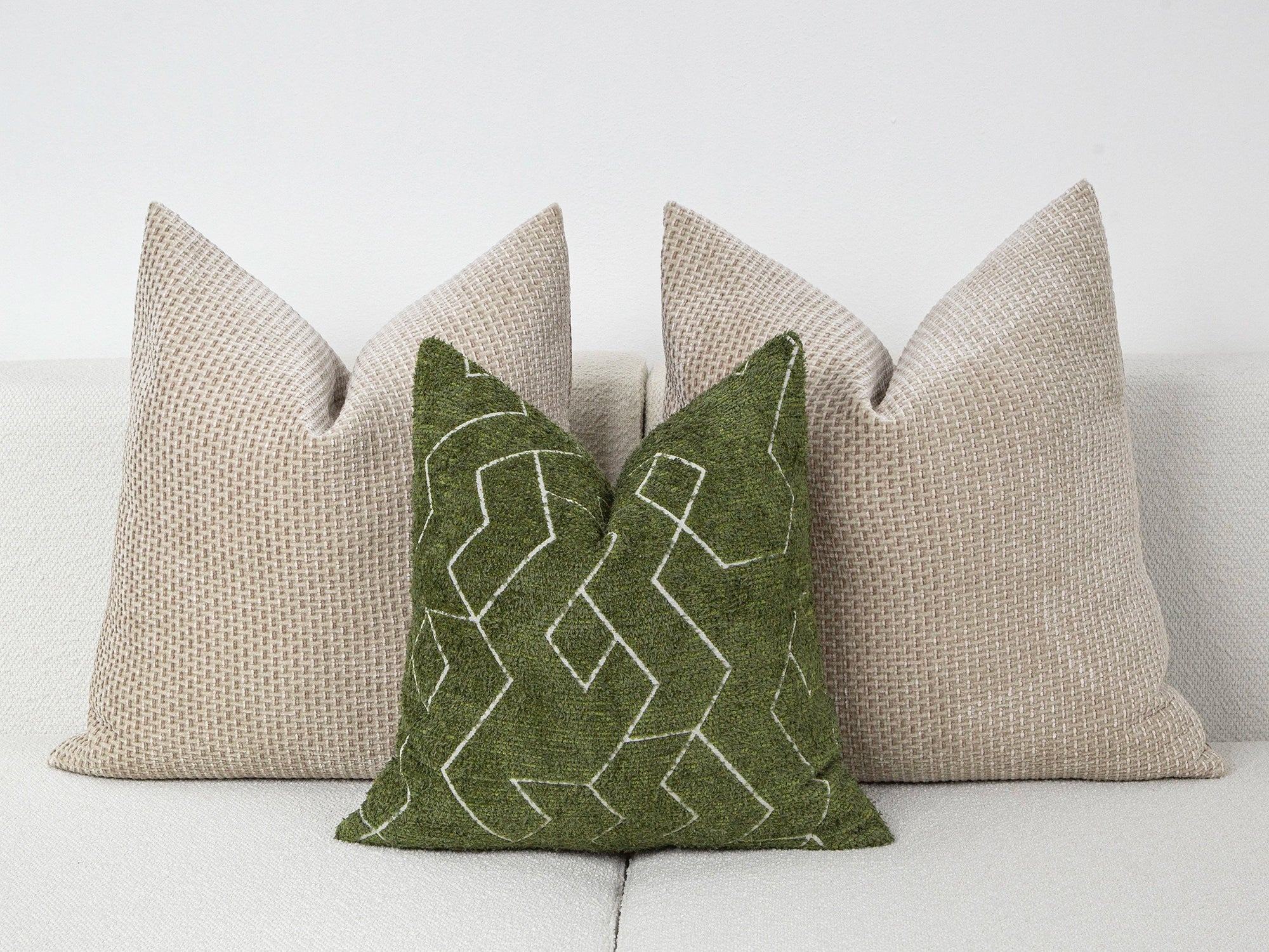 Green and White Geometric Pillow Cover