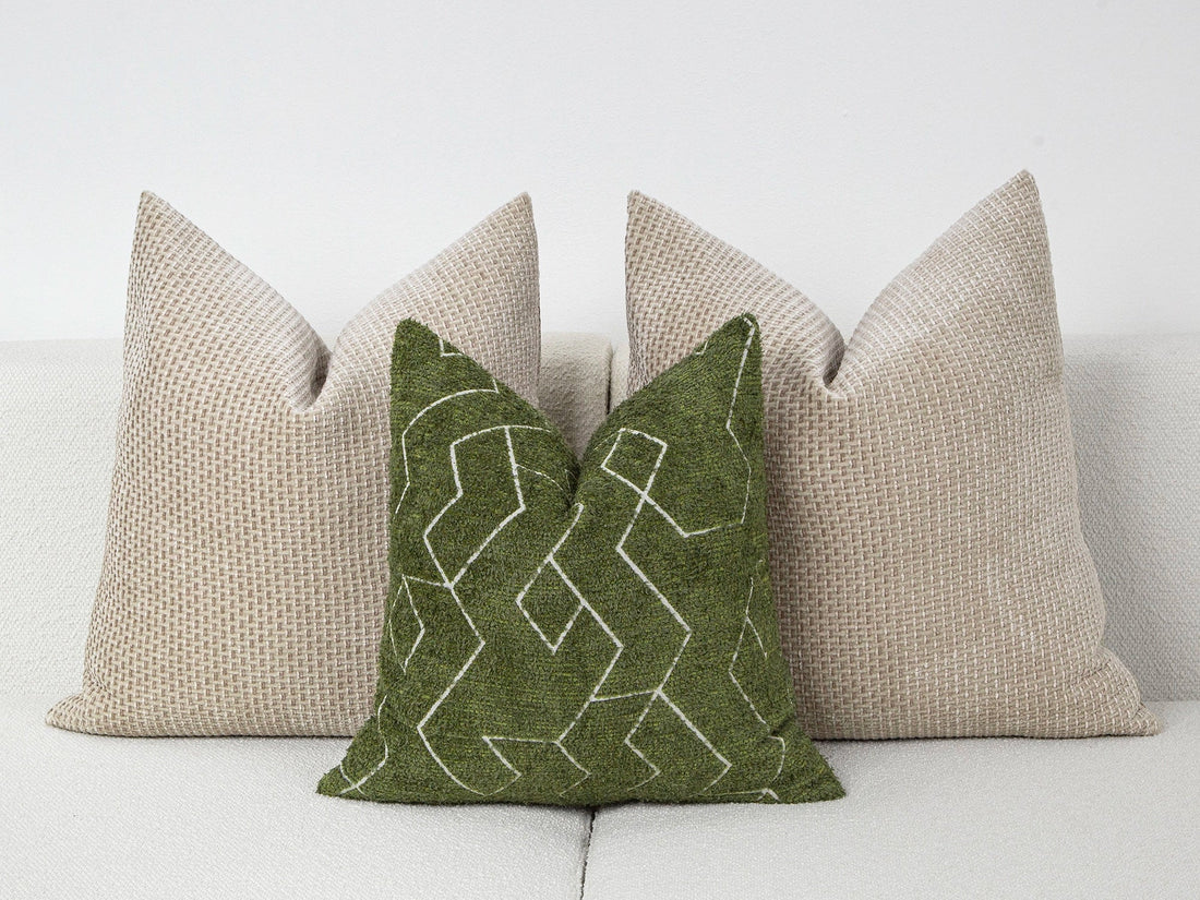 Green and White Geometric Pillow Cover