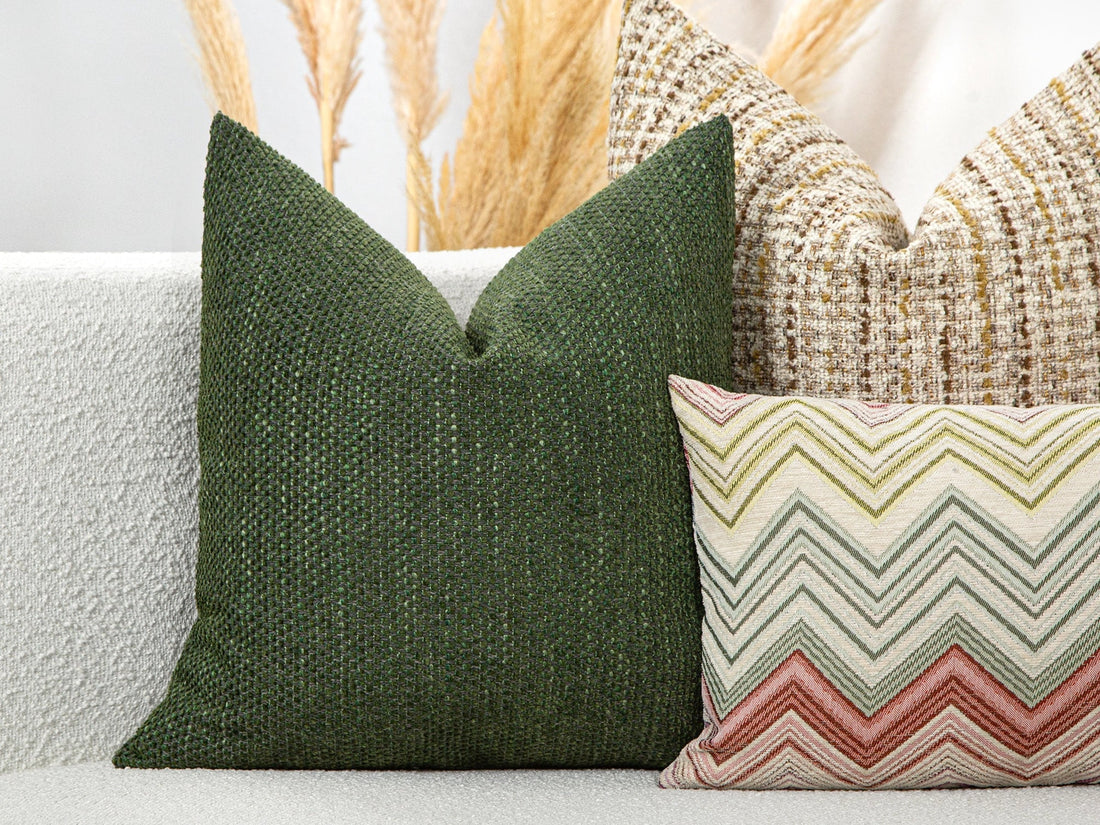 Green Textured Pillow Cover