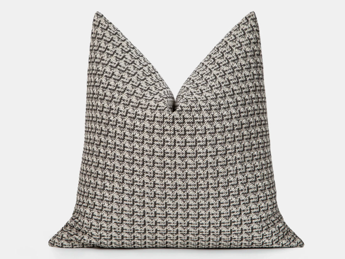 Greige & Charcoal Lattice Pillow Cover