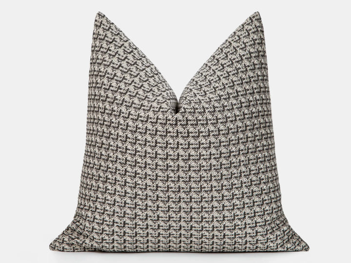 Greige & Charcoal Lattice Pillow Cover