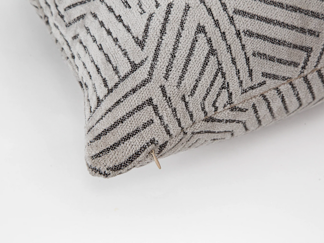 Greige Textured Geometric Pillow Cover