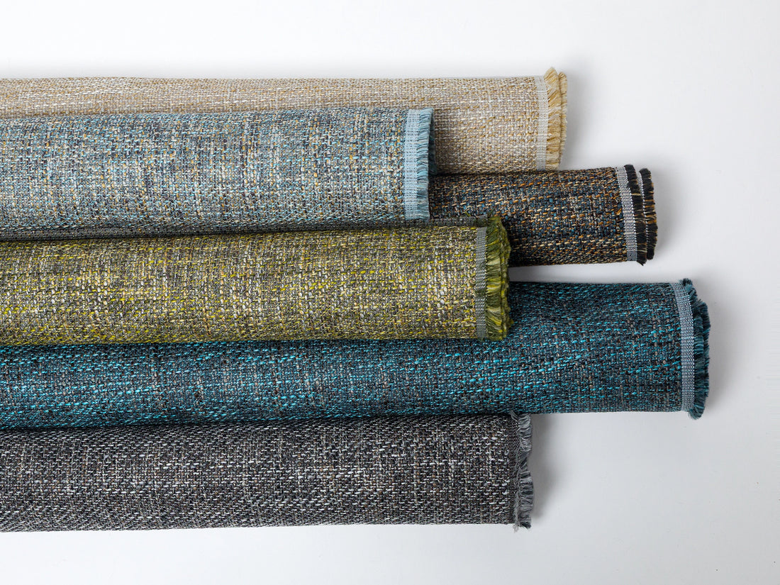 Cream Beige Woven Upholstery Fabric - Linen Look