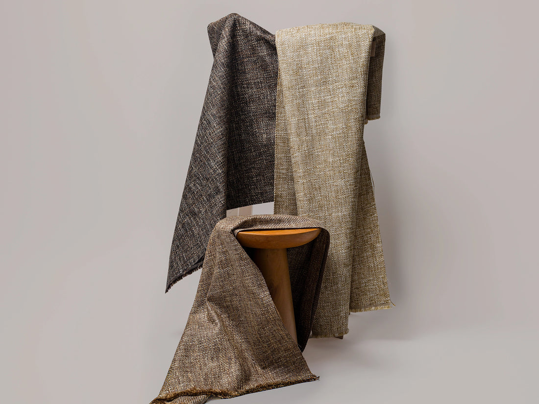 Black & Brown Woven Upholstery Fabric - Linen Look
