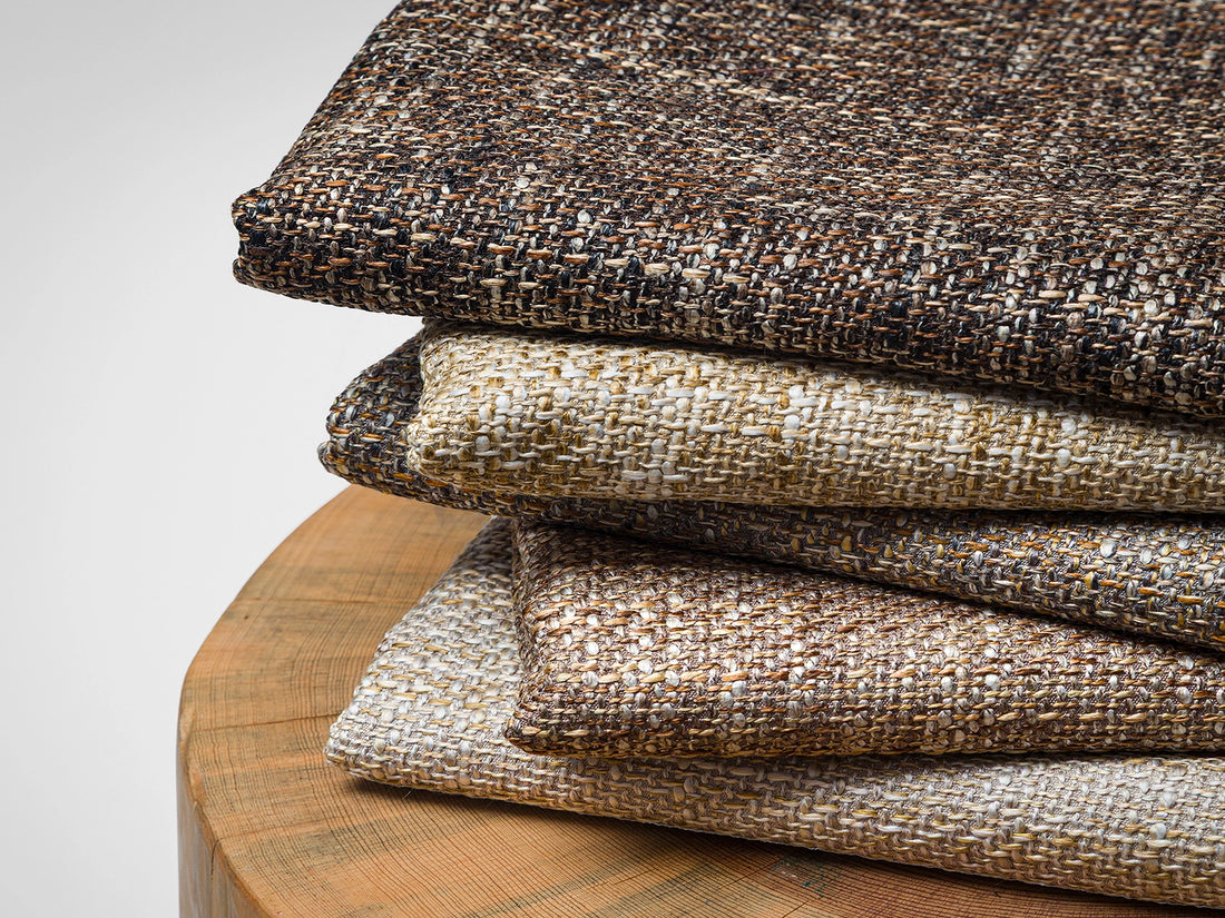 Black & Brown Woven Upholstery Fabric - Linen Look
