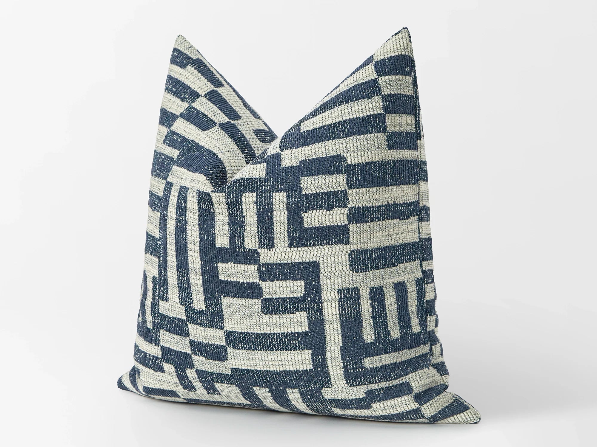 Indigo Geometric Woven Pillow Cover