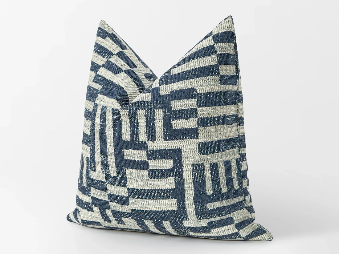 Indigo Geometric Woven Pillow Cover