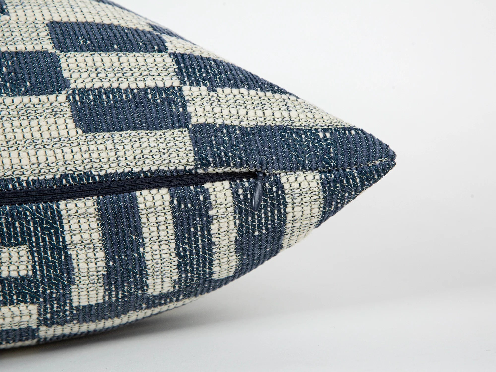 Indigo Geometric Woven Pillow Cover