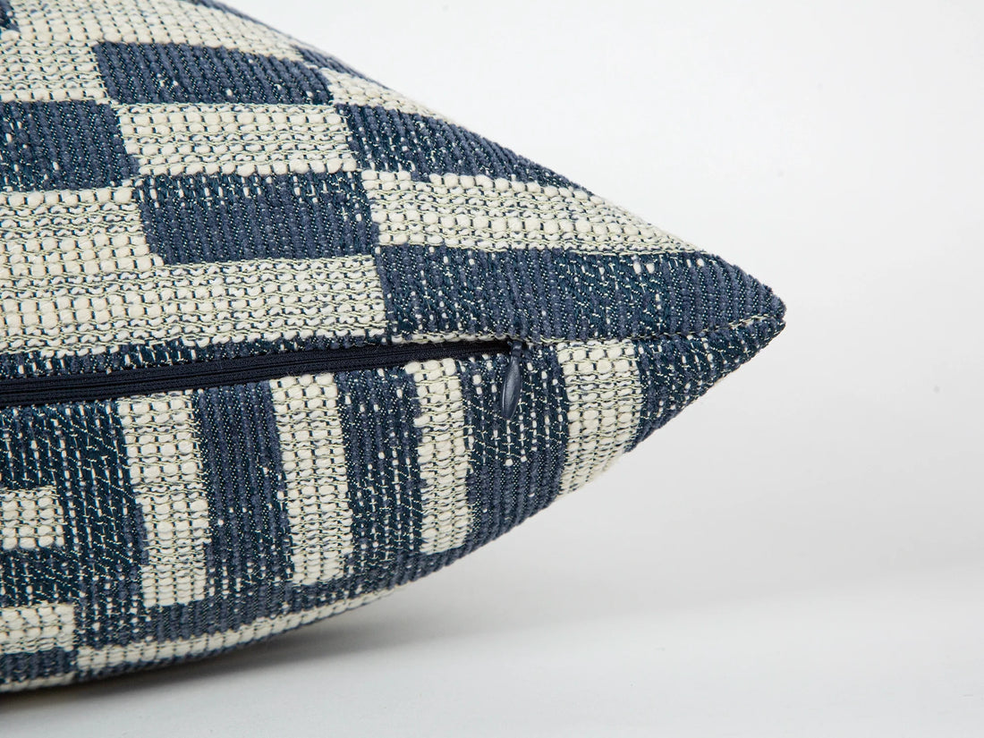 Indigo Geometric Woven Pillow Cover