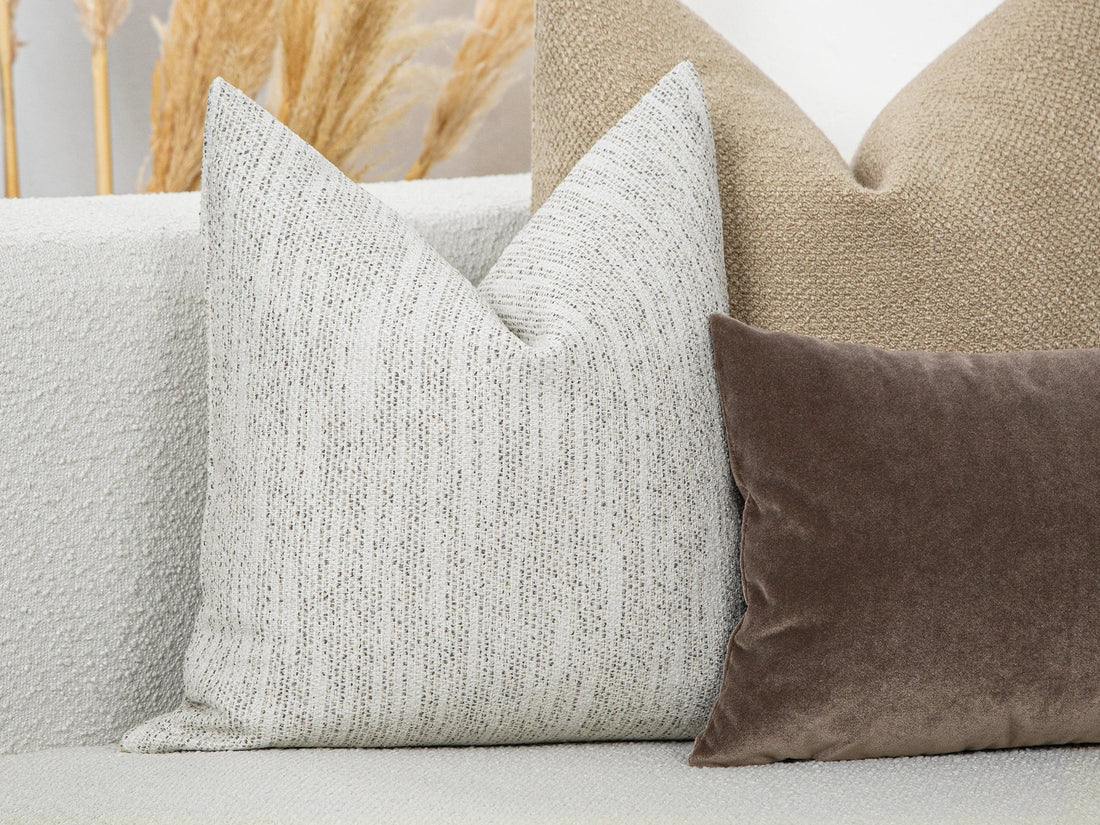 Ivory Beige Speckled Woven Pillow Cover