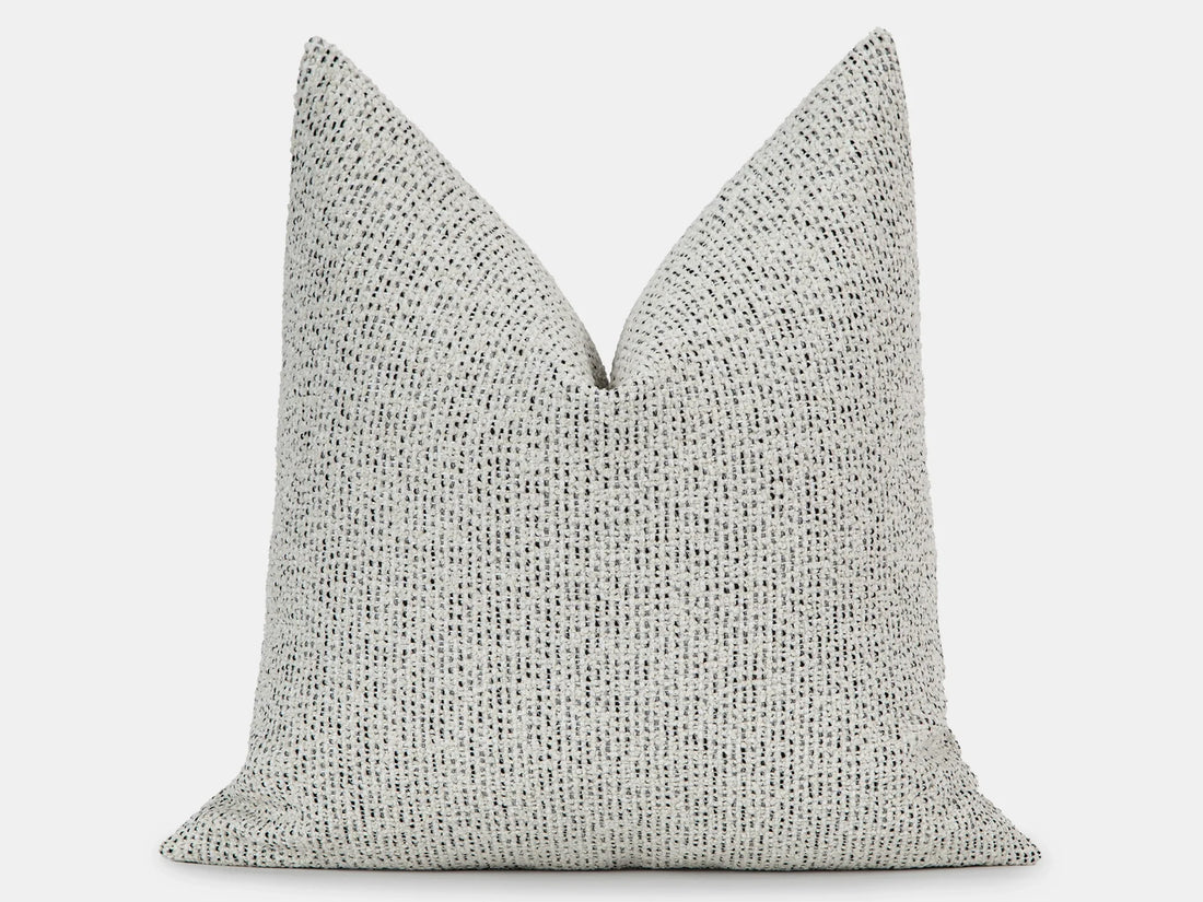 Ivory Black Speckled Woven Pillow Cover