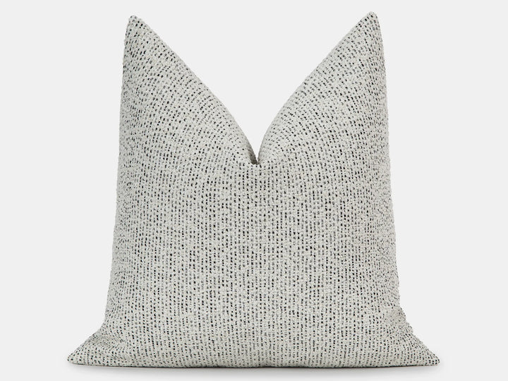 Ivory Black Speckled Woven Pillow Cover