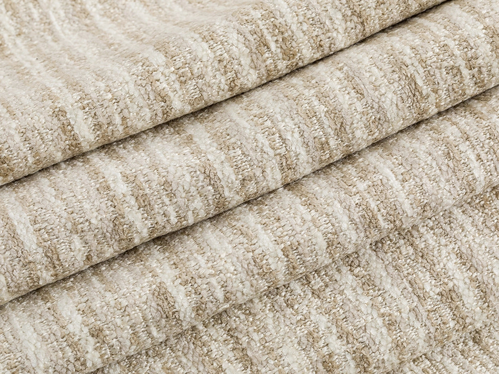 Ivory Textured Upholstery Fabric - Woven & Striped
