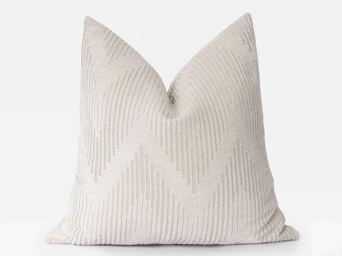 Ivory Chevron Textured Pillow Cover