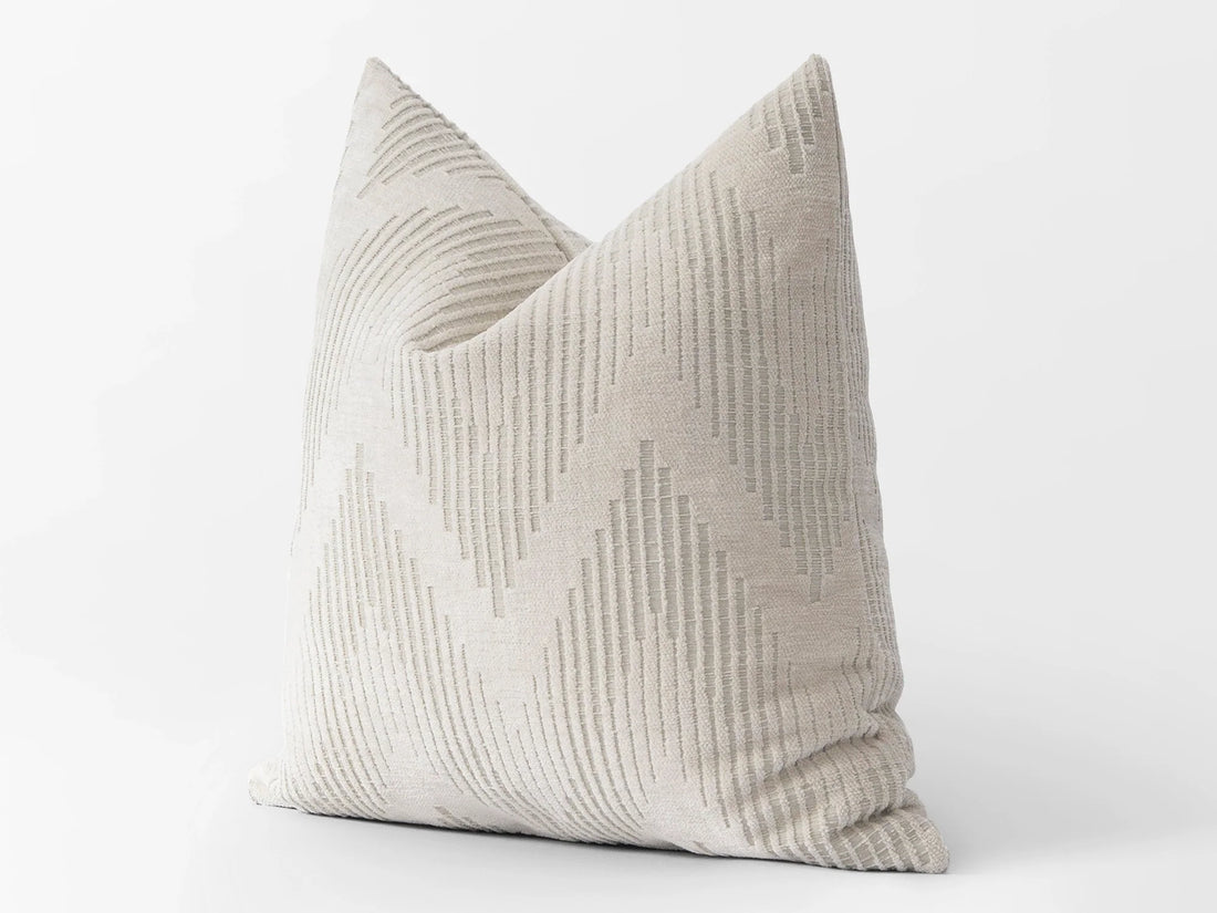 Ivory Chevron Textured Pillow Cover