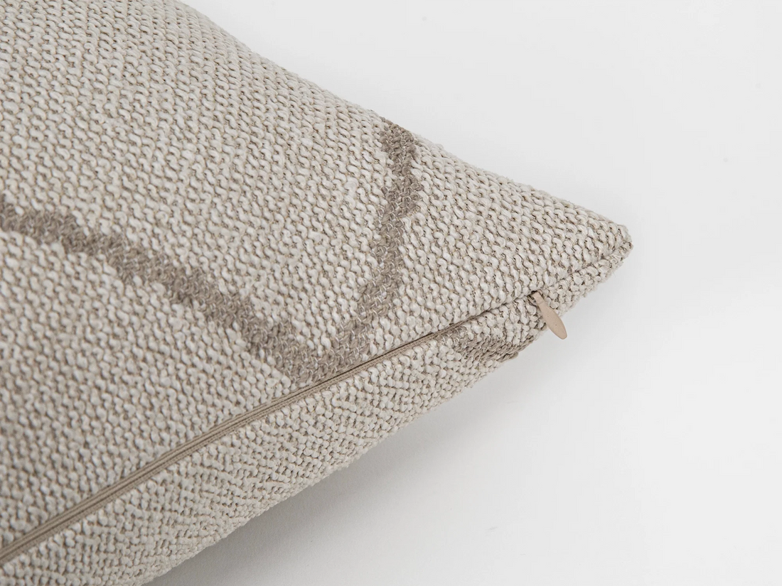 Ivory Geometric Woven Pillow Cover