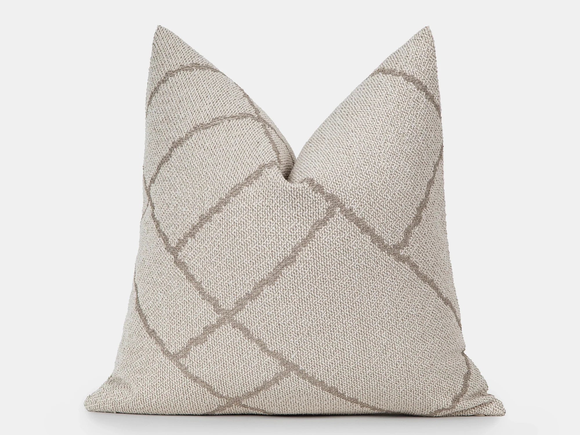 Ivory Geometric Woven Pillow Cover