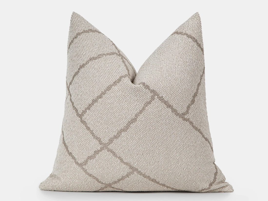 Ivory Geometric Woven Pillow Cover