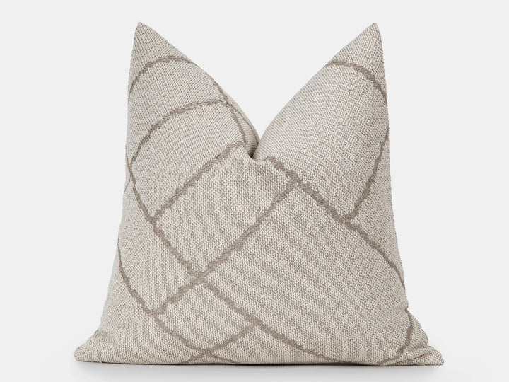 Ivory Geometric Woven Pillow Cover