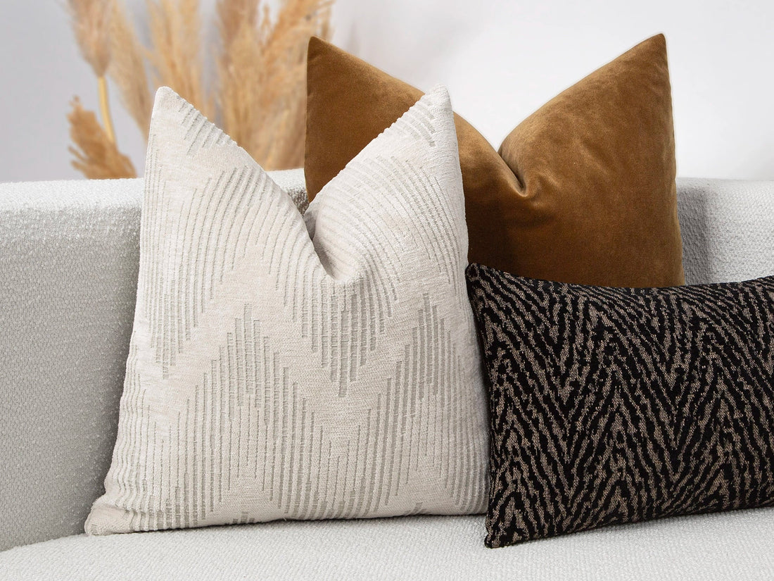 Ivory Chevron Textured Pillow Cover