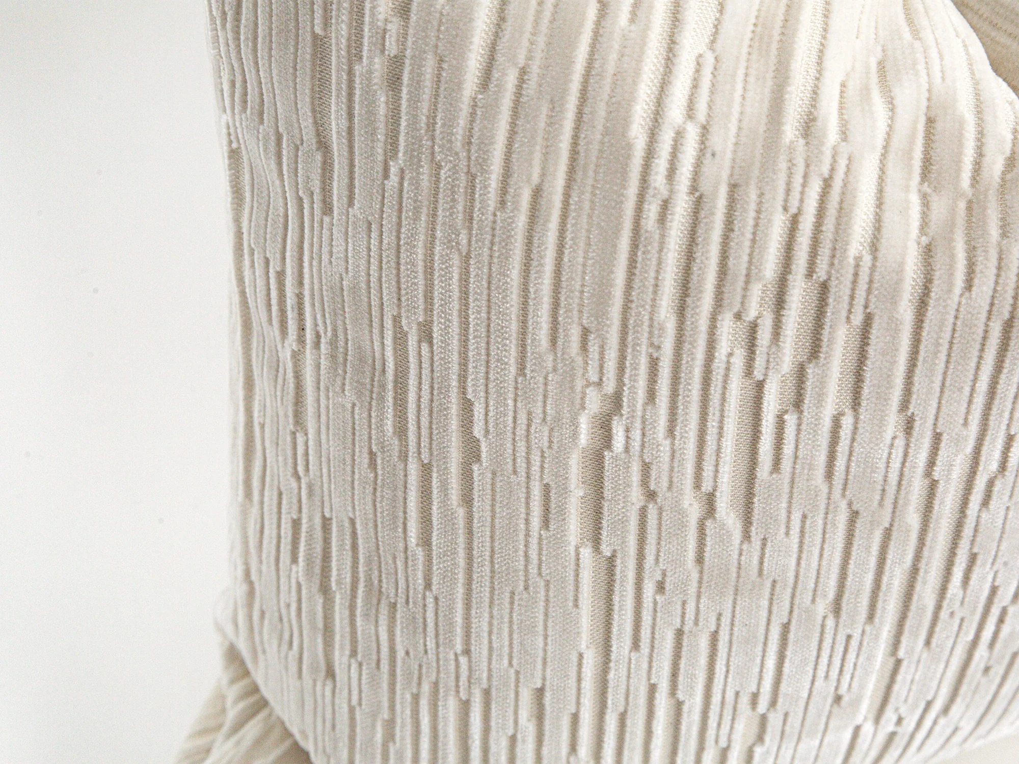 Ivory Striped Cut Velvet Pillow Cover