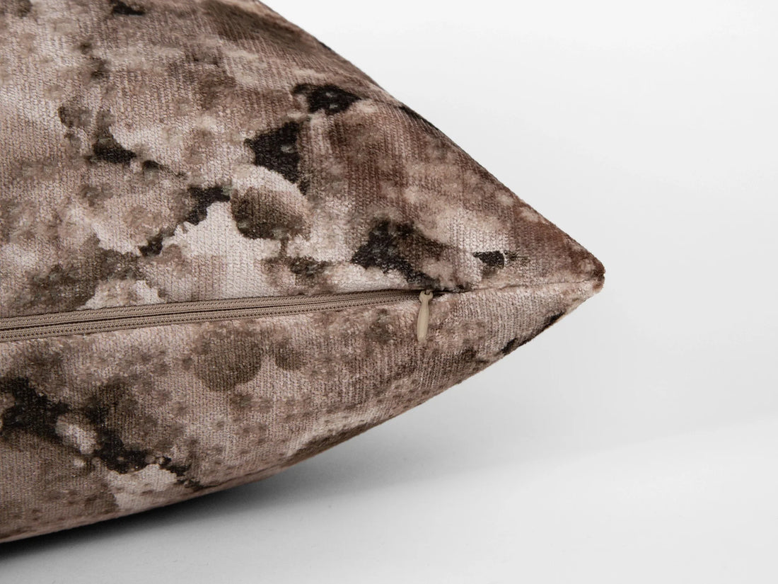 Latte Brown Watercolor Velvet Pillow Cover