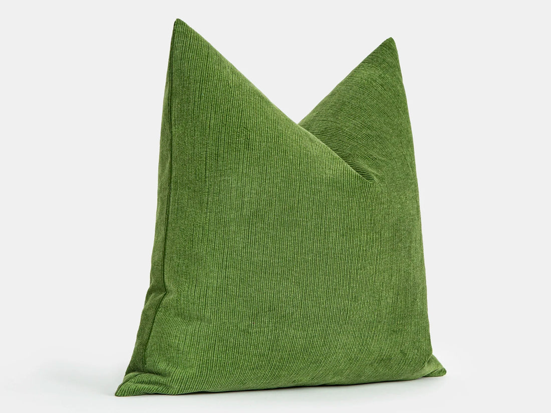 Apple Green Ribbed Velvet Pillow Cover