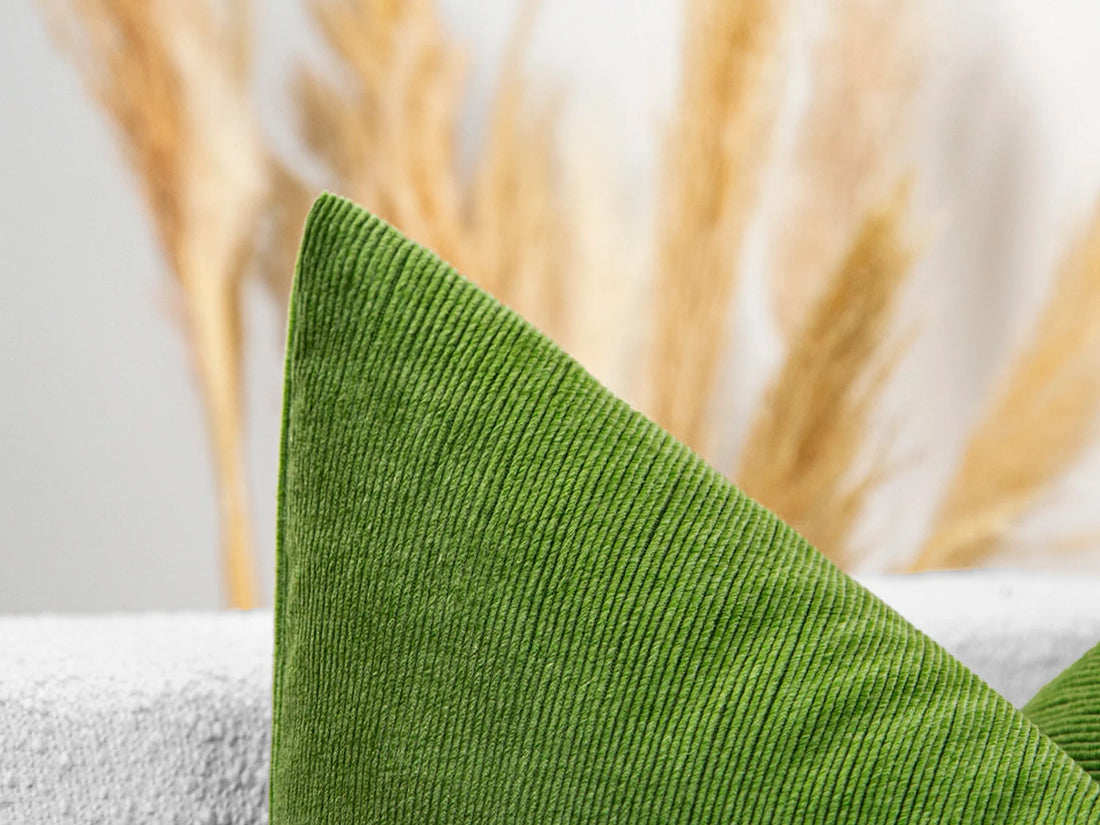 Apple Green Ribbed Velvet Pillow Cover