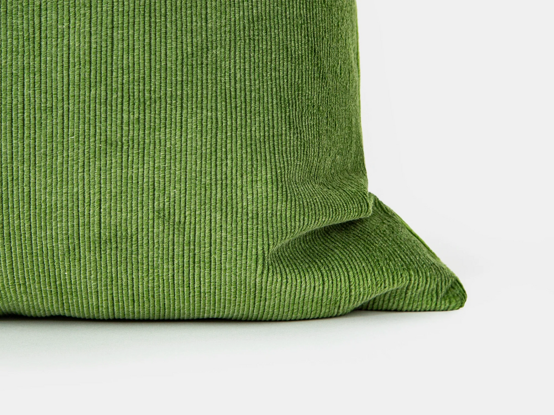 Apple Green Ribbed Velvet Pillow Cover