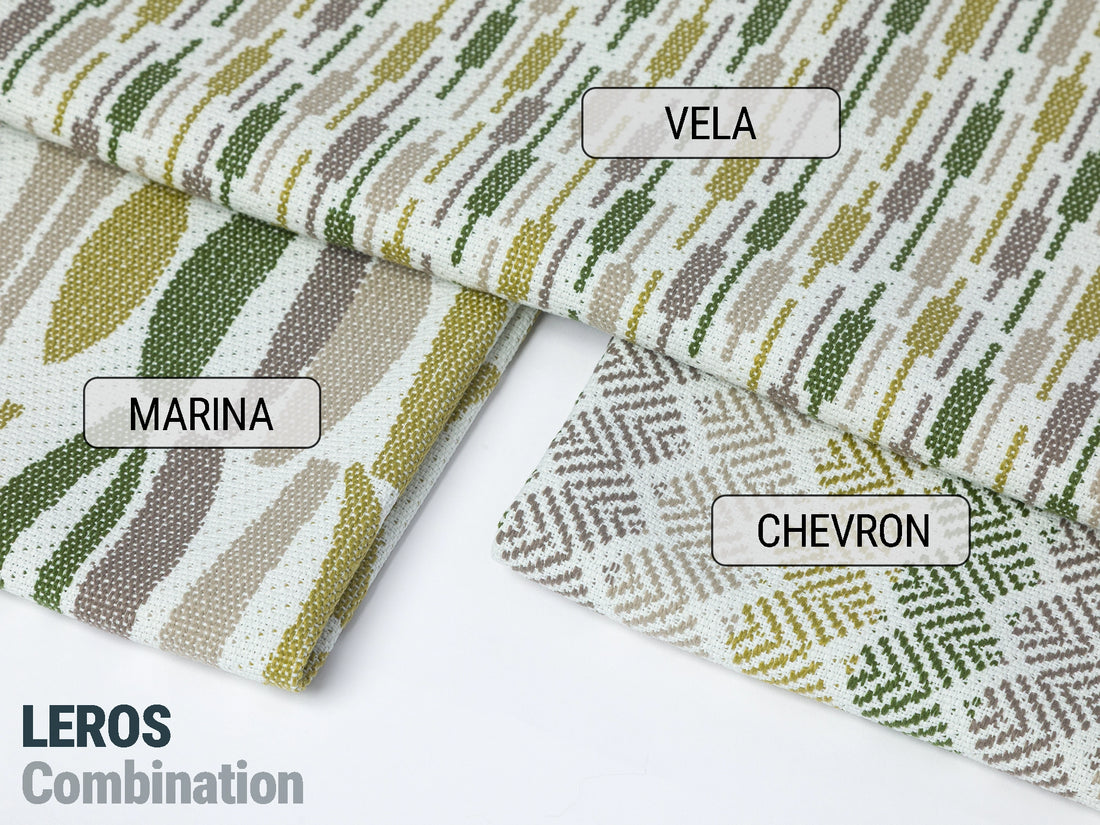 Green Chevron Upholstery Fabrics - Outdoor & Indoor