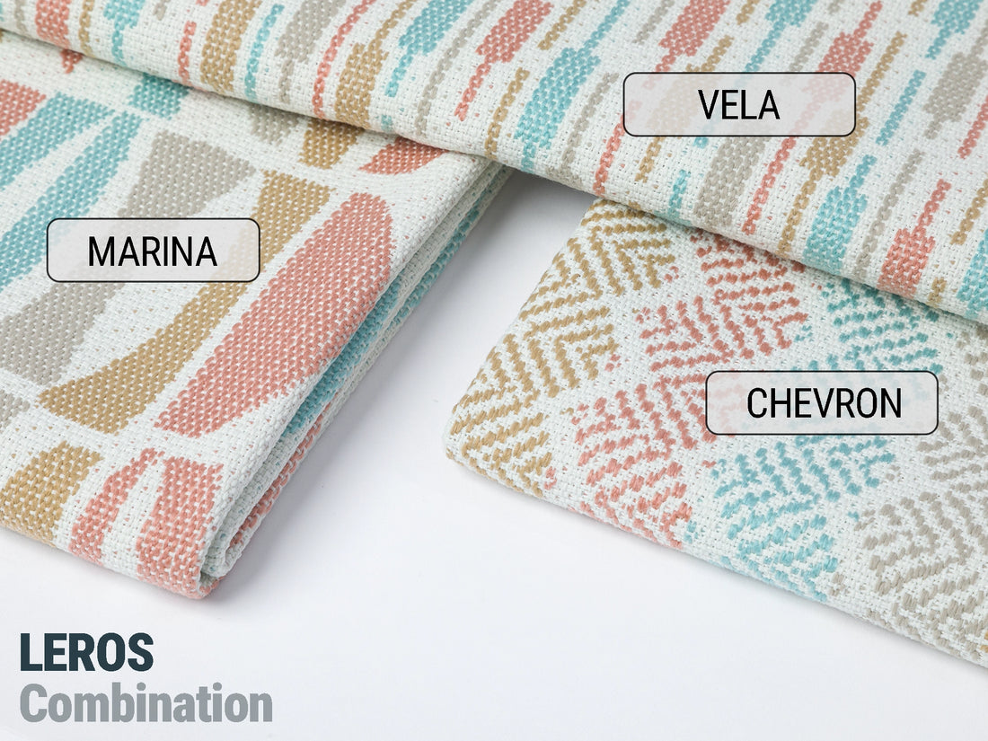 Light Blue Geometric Upholstery Fabric - Outdoor & Indoor