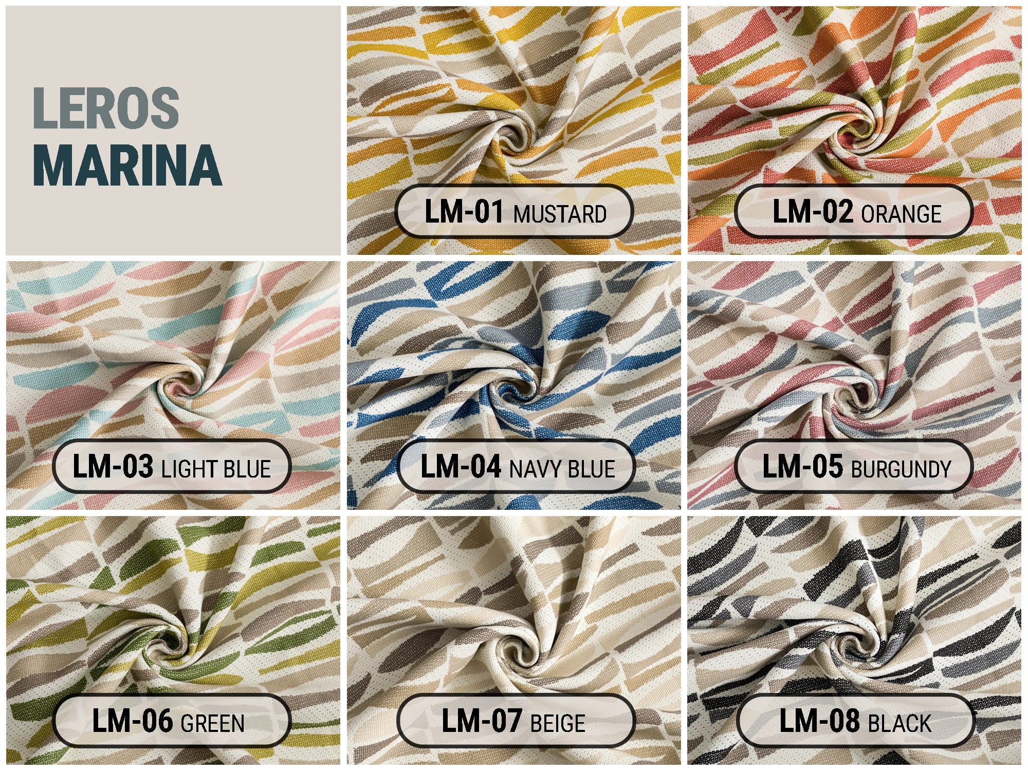 Geometric Outdoor/Indoor Upholstery Fabrics - 8 Color Options