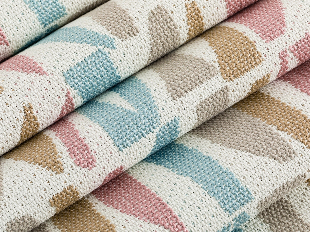 Light Blue Geometric Upholstery Fabric - Outdoor & Indoor