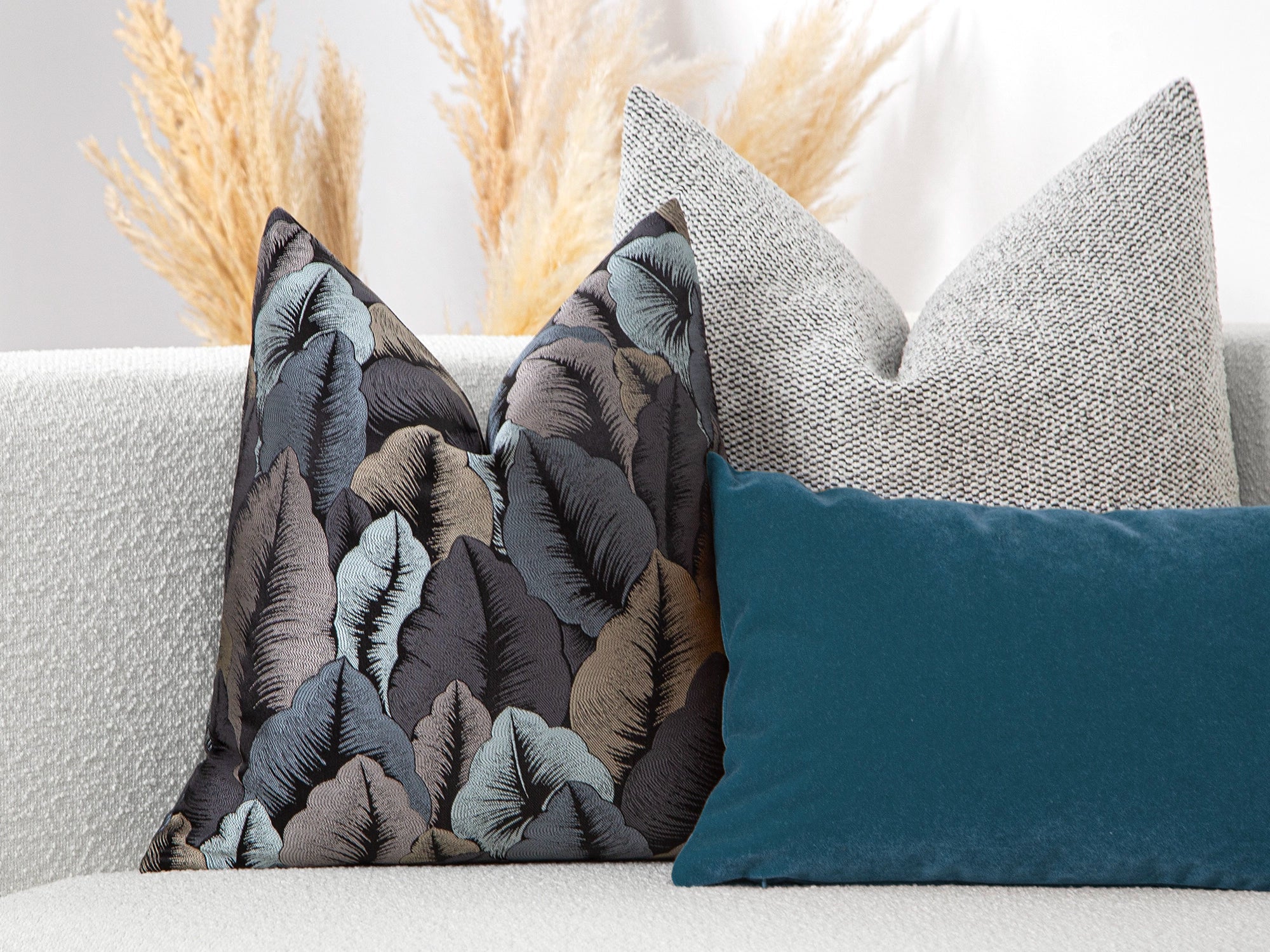 Ice Blue Jacquard Pillow Cover - Woven & Luxury