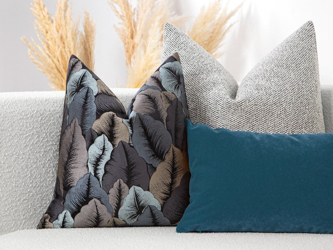 Ice Blue Jacquard Pillow Cover - Woven & Luxury