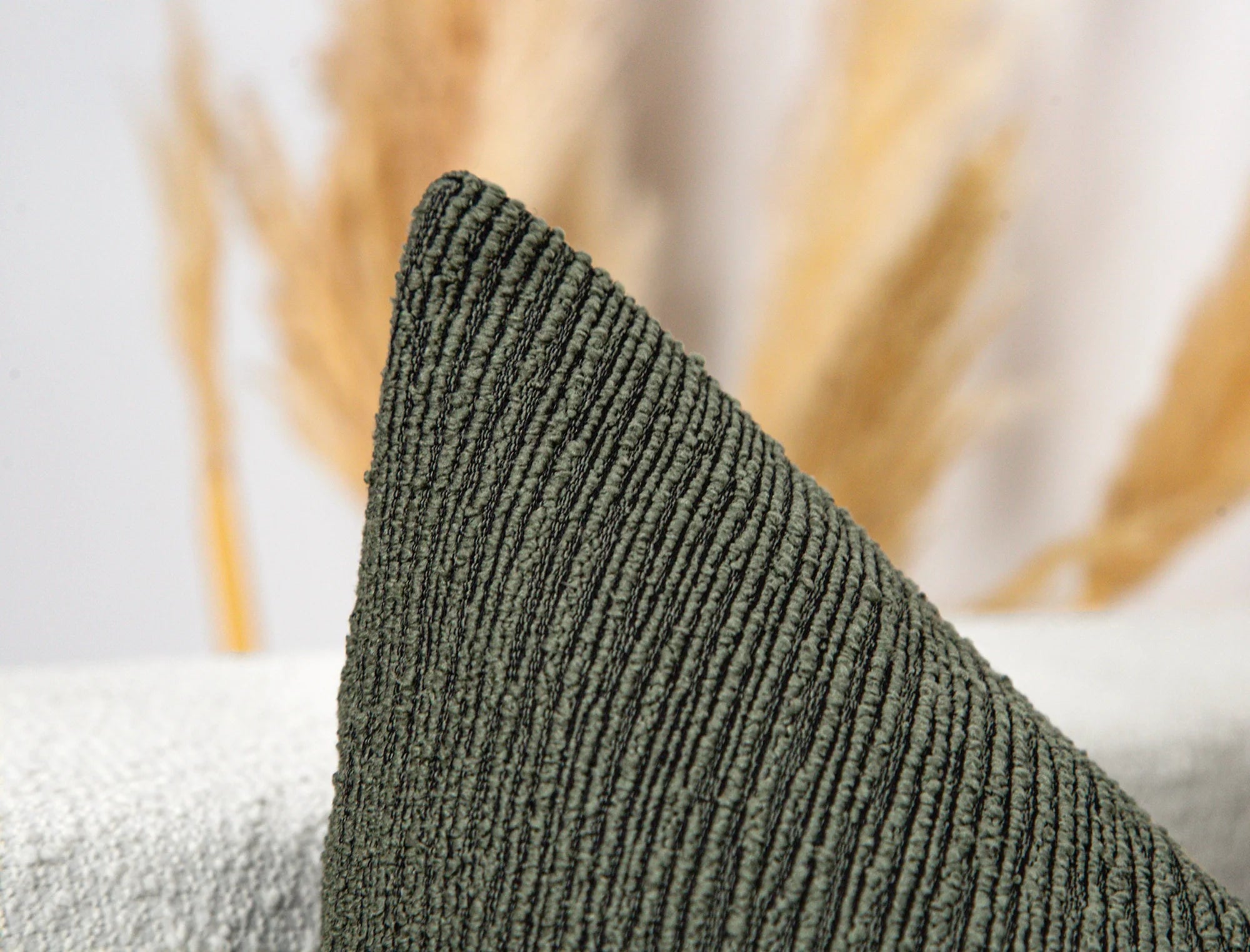 Green Linear Textured Pillow Cover - District