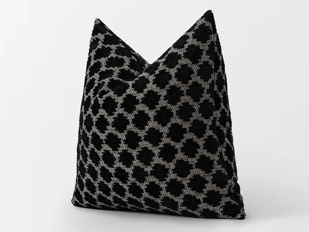 Black Dotted Textured Pillow Cover
