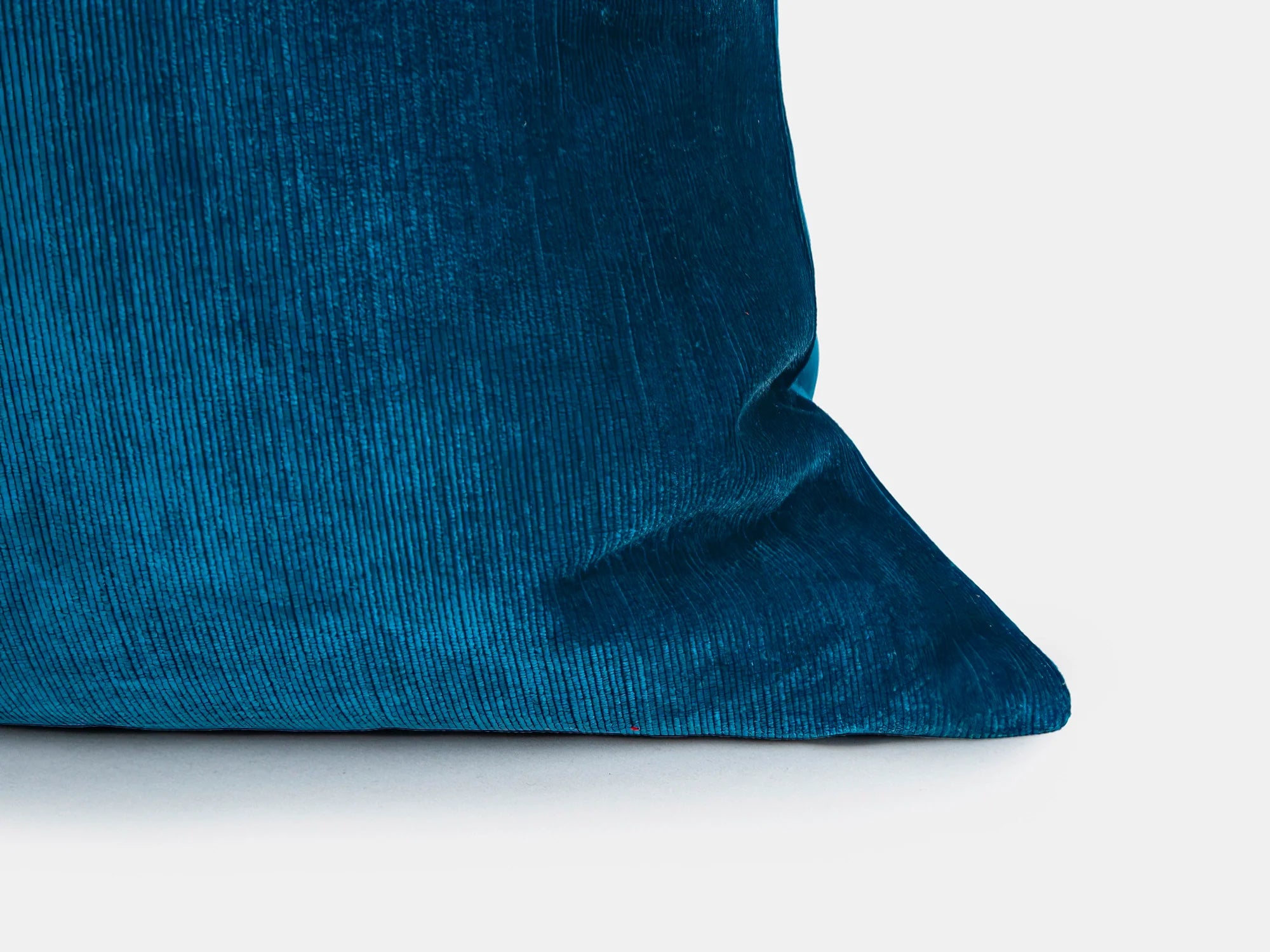 Deep Turquoise Ribbed Velvet Pillow Cover