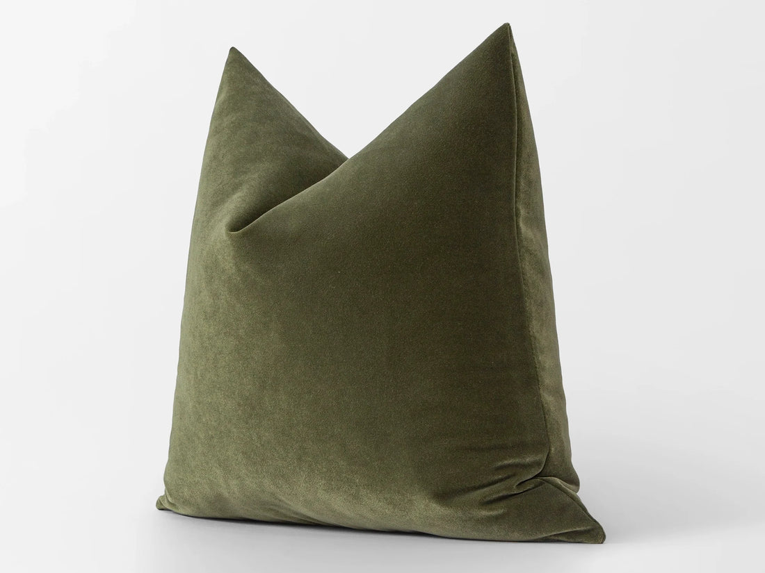 Olive Green Velvet Pillow Cover
