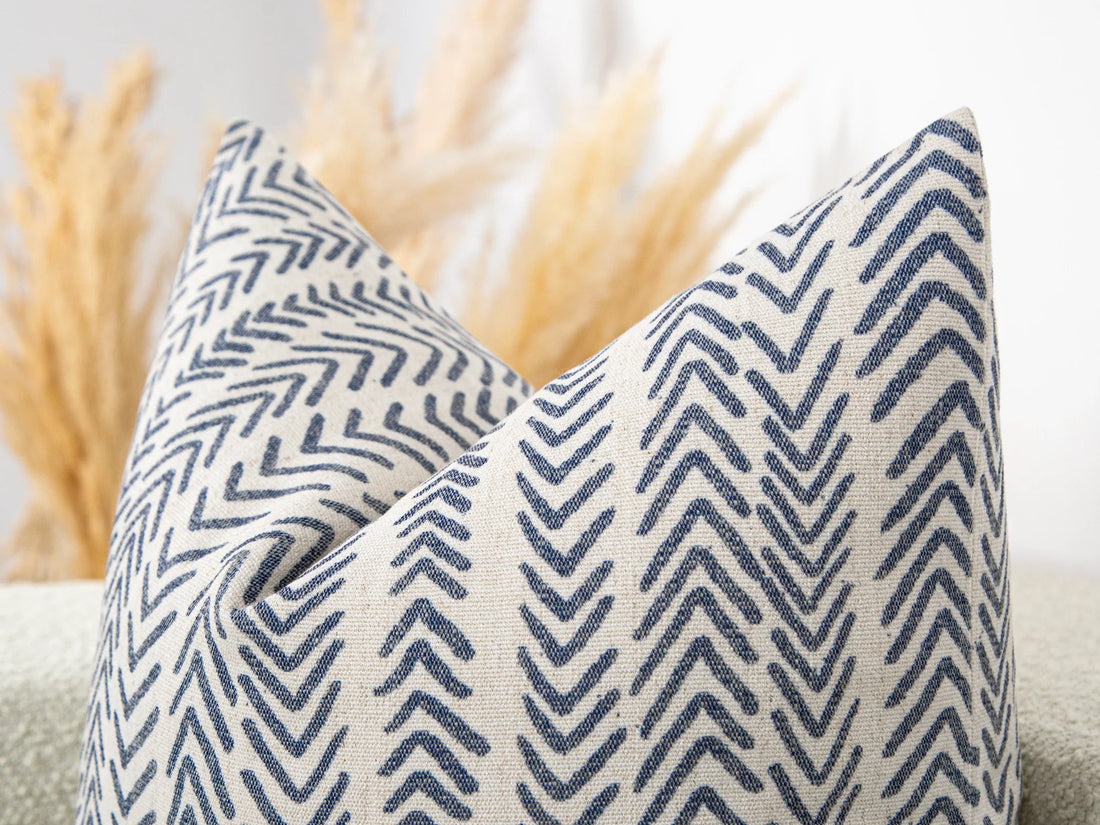 Blue Mudcloth Pillow Cover