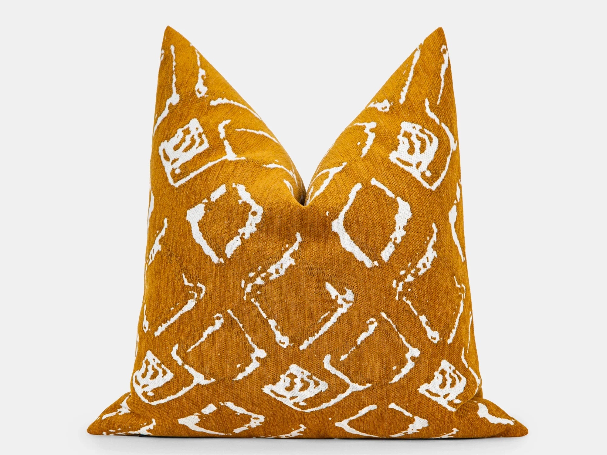 Mustard Abstract Ikat Pillow Cover