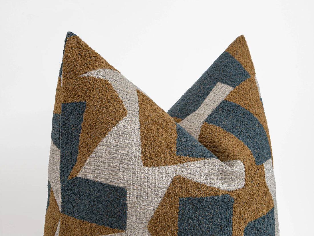 Mustard Geometric Textured Pillow Cover