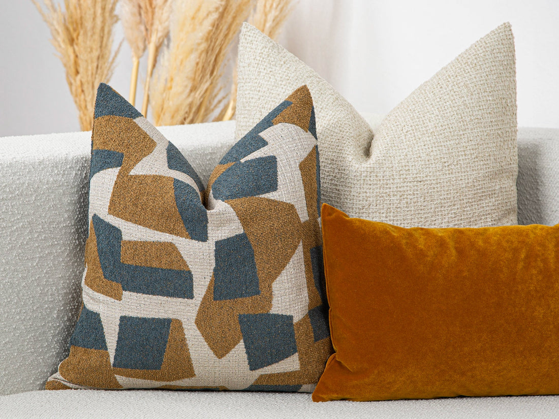 Mustard Geometric Textured Pillow Cover